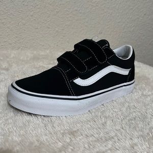 Kids Black Velcro Vans